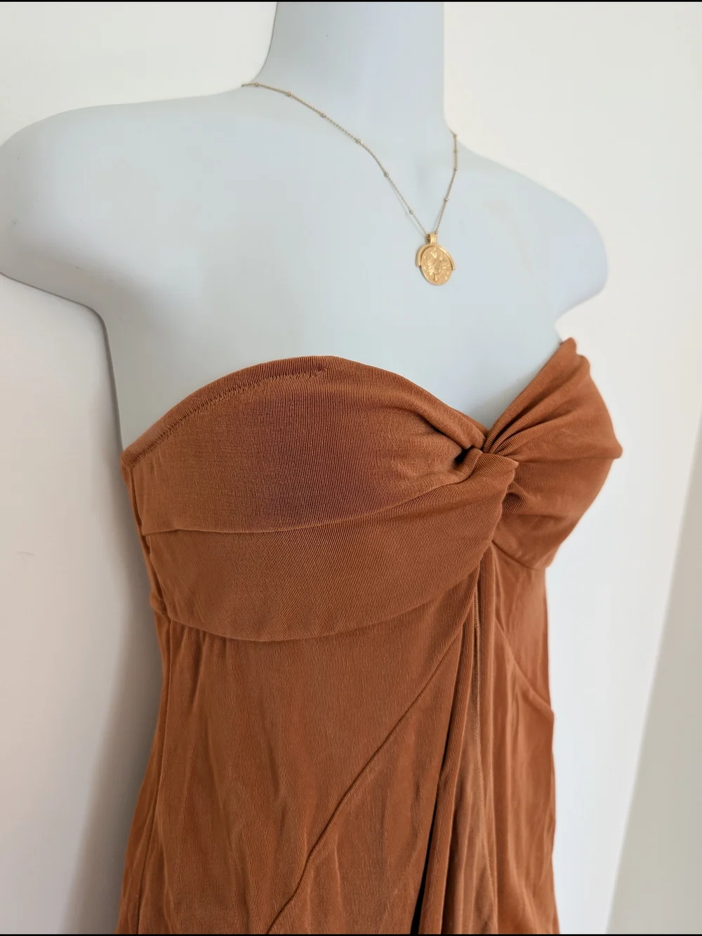 NWT Free People Twist Front Strapless Top in Burnt Orange